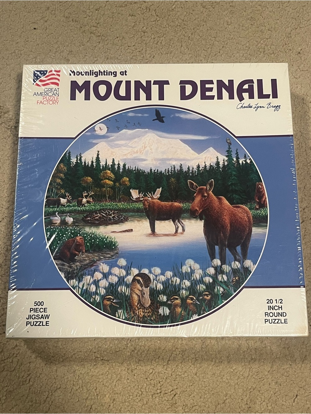 Great American Puzzle Factory Moonlighting At Mount Denali Round Puzzl 500 Piece